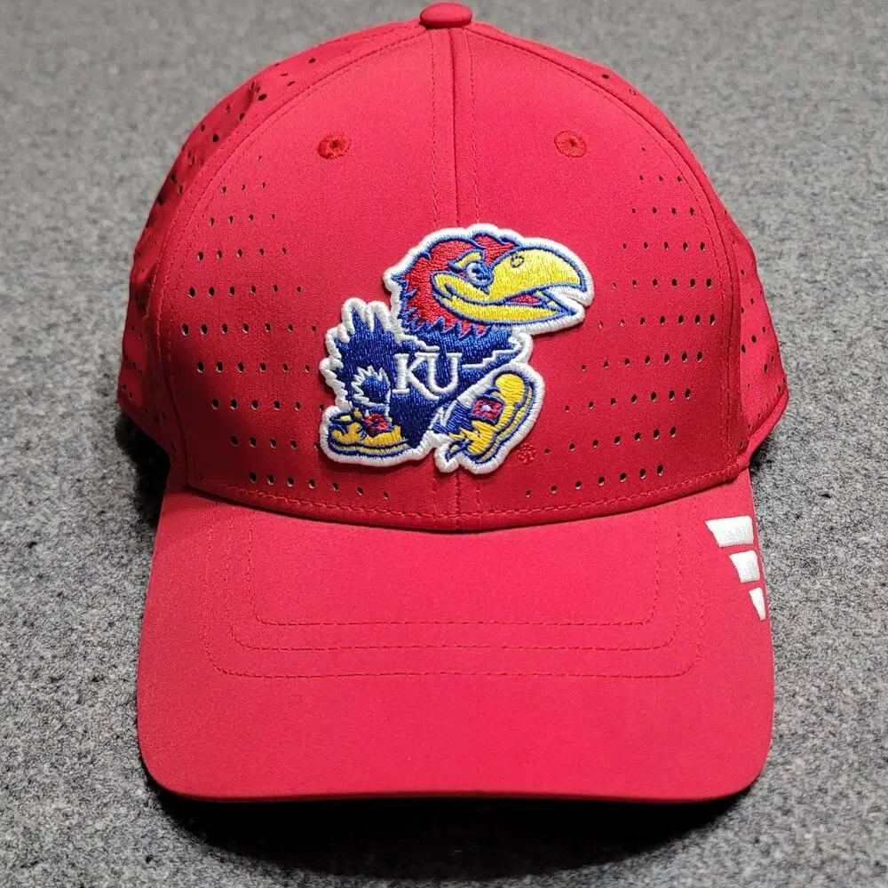 Kansas Jayhawks Hat Baseball Cap Mens Red Performance Perforated Collegiate